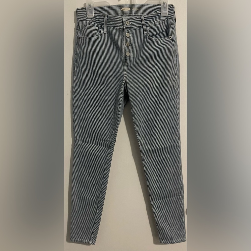 NWOT Old Navy Mid Ride Striped Rockstar Super Skinny Jean